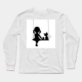 Girl and cat Long Sleeve T-Shirt